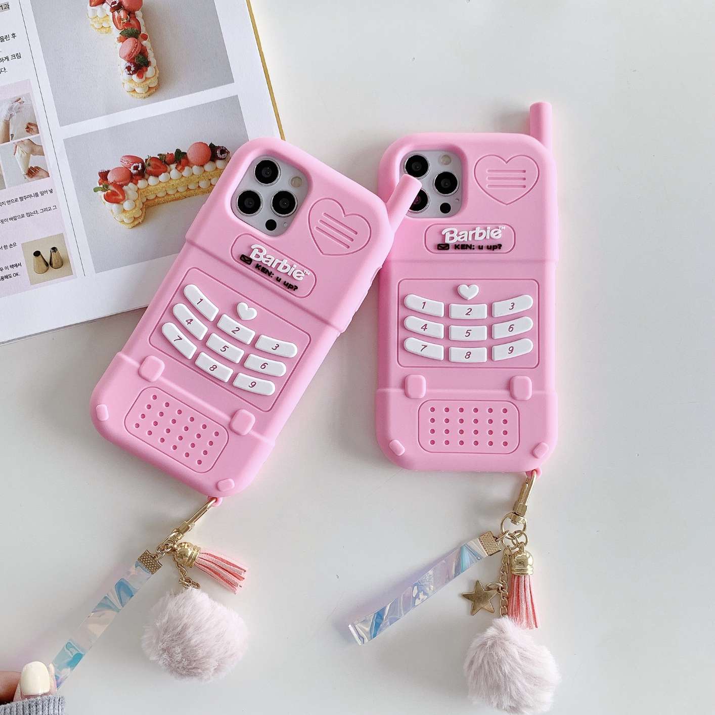 3D Cute Old Mobile Phone Design Phone Case for iPhone 12 Girls Retro Fashion Pink Cover for iPhone 11/6/7/8/XS/X/XR/MAX