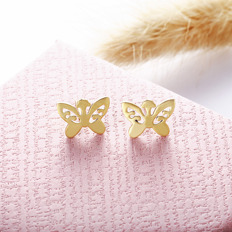 e0103 Hollow Out Butterfly Design Stud Earrings