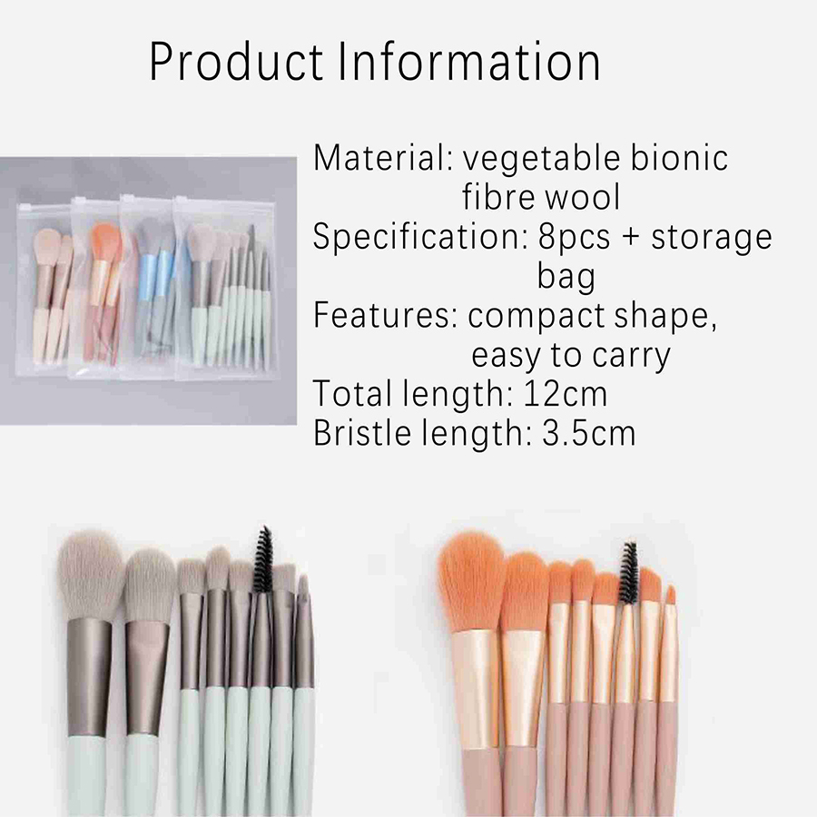 8 Mini Makeup Brushes Set Eye Shadow Brush Concealer Powder Brush Portable Soft Bristle Brush Set Beauty Tools
