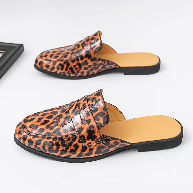 Youth Men Leisure Cool Mules Man Summer Slippers Fashion Casual Leather Loafers Flats Shoes Pu Breathable Slip On Footwears For