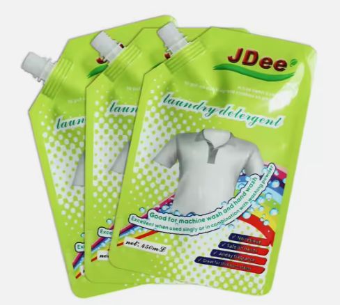 JDEE Dish Wash Liquid soap Hand sanitizing pouch 500 ml Detergent Bags Detergent Pouch Laundry Gel Spout pouch with top Nozzle