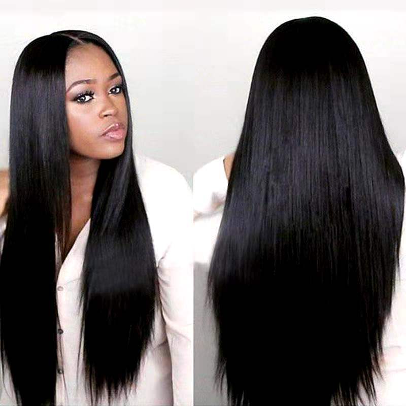 New Arrival Women Black Long Straight Wig, classic middle part design with natural matte texture, no fake plastic shine for realistic human hair look. Made of premium high temperature resistant synthetic fiber