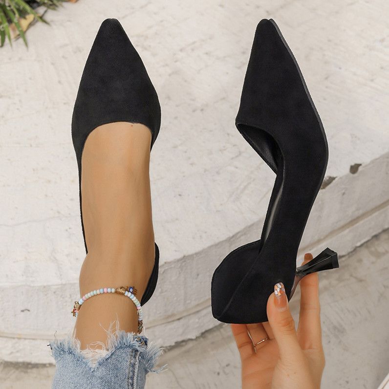 High heels women's shoes 2025 spring and autumn Europe and the United States foreign trade large size pointed thin with fashion comfortable foot set single shoes
