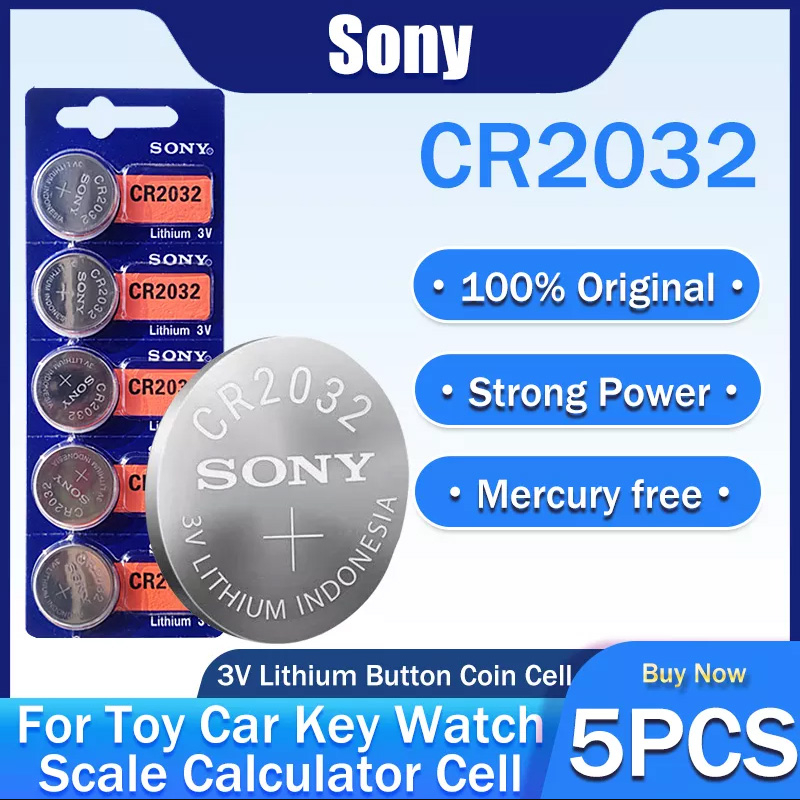 5pcs/lot Sony CR2032 CR 2032 DL2032 ECR2032 3V Lithium Battery For Toy Calculator Car Key Watch Remote Control Button Coin Cells