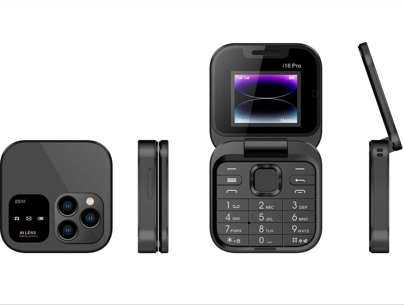 Mini Flip Phone Cross border i16 Pro Flip Phone Dual SIM 2G Button Mini Foreign Trade Phone