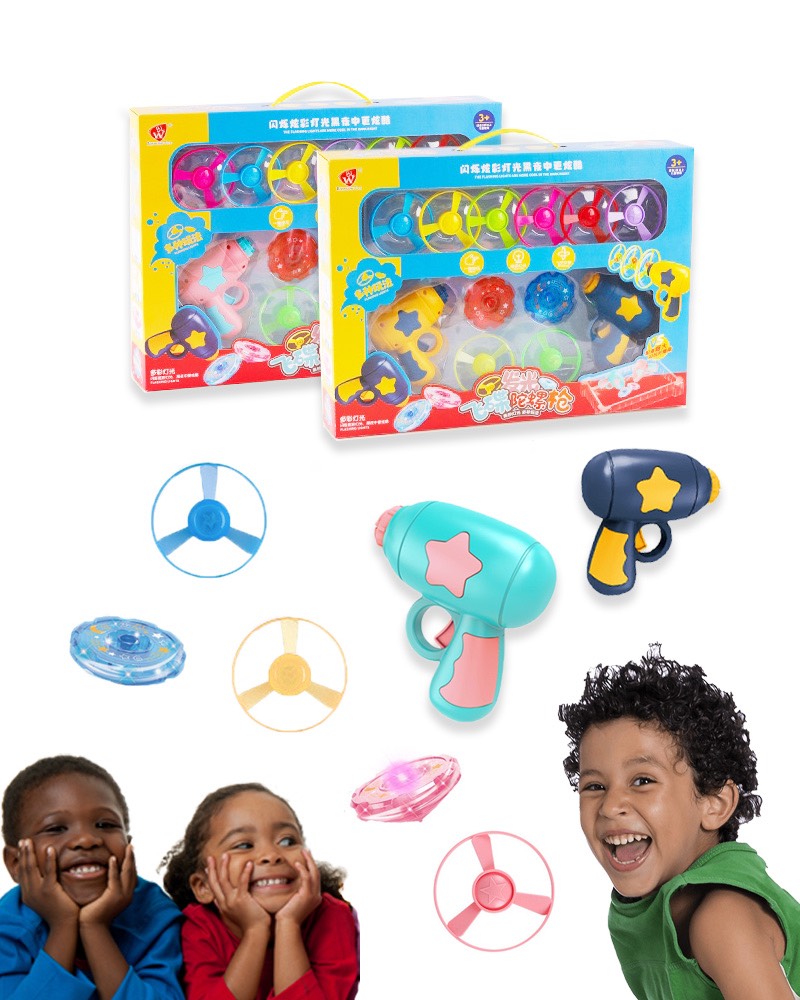 Toys for Kids, Flying Saucers, Frisbees, Spinning Tops, Deluxe Pack, UFO, Gift for Boys, Girls, with Sparkling Lights, 12 in 1, Large Package for 2 Players