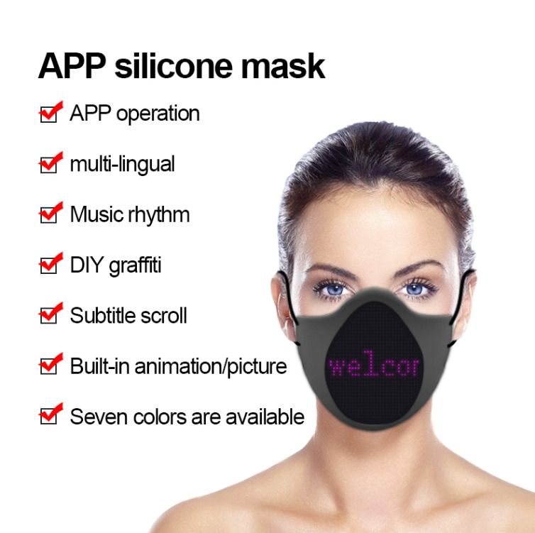 Full-color dynamic luminous mask mobile phone APP control flashing mask Customizable Bluetooth LED mask APP control for carnivals and festivals