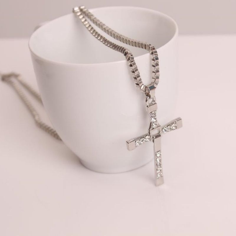 Cross necklace, men's  women's pendant necklace, unisex jewelry free shipping silvery