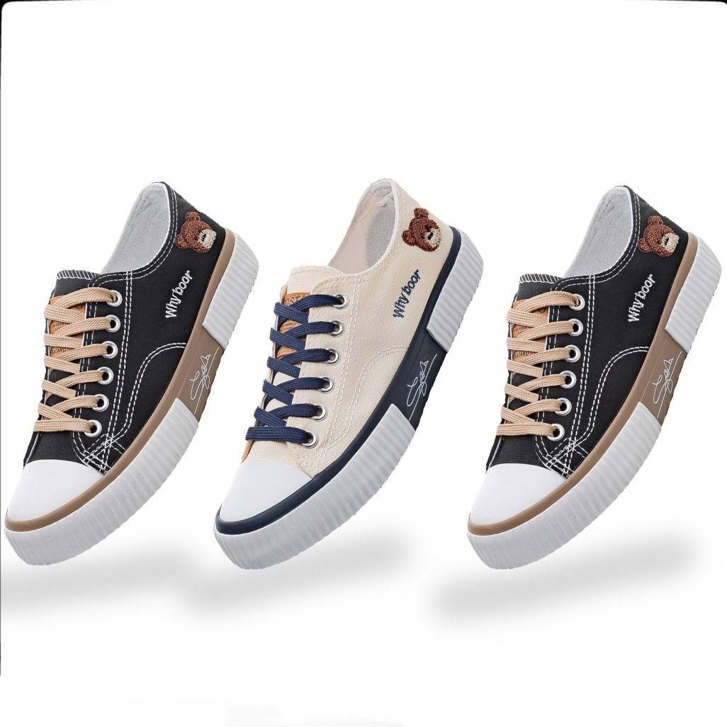 Canvas Shoe Woman Canvas Shoe Lady Spring New Teddy Bear Canvas Shoes Breathable Versatile Casual Board Shoes for Female Students Large Size Cookie Shoes