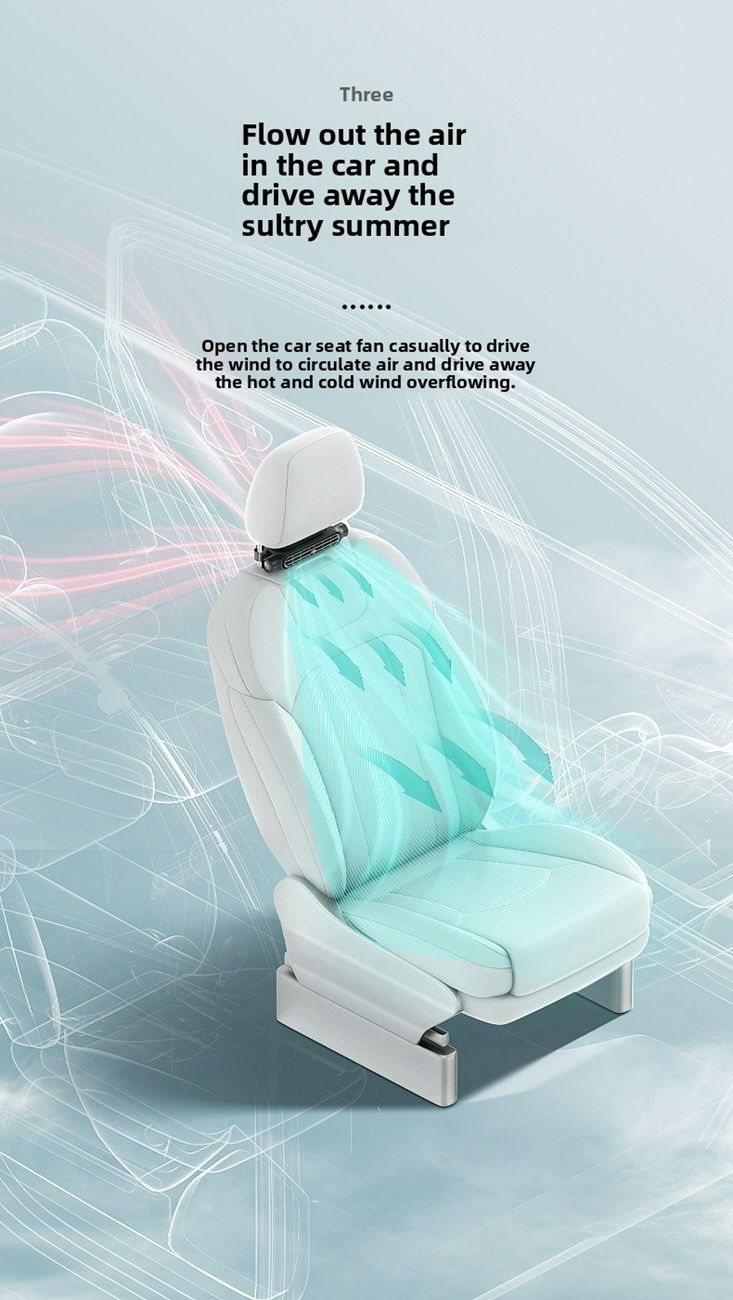 2025 creative new product car seat fan, USB plug-in bladeless rear pillow cooling back seat fan for car.