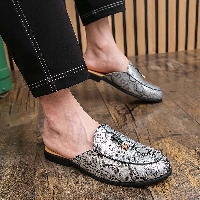 Youth Men Leisure Cool Mules Man Summer Slippers Fashion Casual Leather Loafers Flats Shoes Pu Breathable Slip On Footwears For