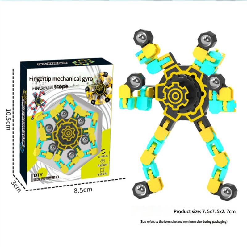 Fidget gyroscope toys luminous deformation changeable mechanical finger gyroscope decompression artifact children's spinning fun boy
