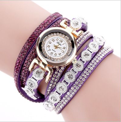New winding strap small circular watch, simple and fashionable casual women's watchPurple