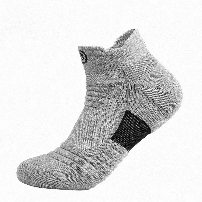 Men's Professional Low Cut Sports Socks, Breathable Mesh Running Basketball Socks, Thickened Terry Sole Cushioned Athletic Socks for Summer, All Seasons