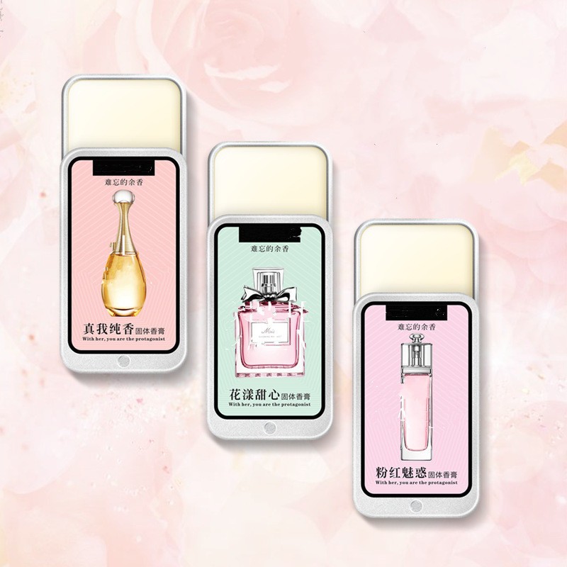 3 PC Solid Balm Set Women Men Portable Solid Perfume Fragrances Mild Long Lasting Aroma Flower Fruit Fragrance Birthday Gift Box