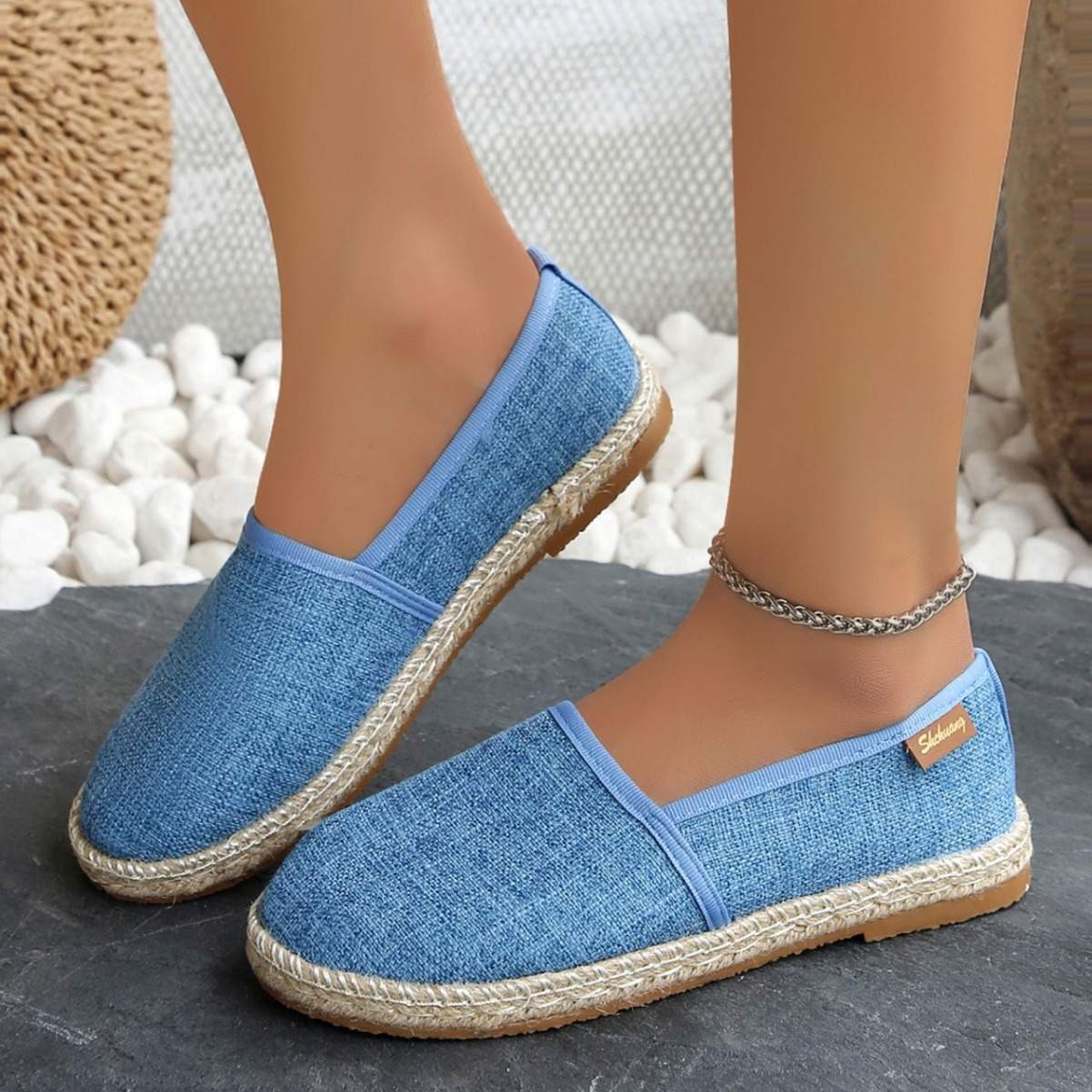 Autumn and summer new large size flat women's shoes simple and comfortable casual rope bottom fisherman shoes 23111
