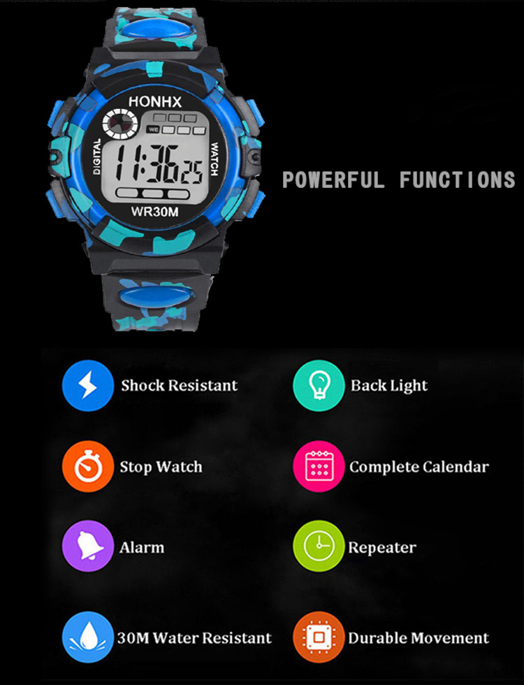Outdoor Multifunction Chidren Digital Watches Boys Girls Child Rubber Sports Electronic Wrist Watch Kids LED Date Clock Reloj