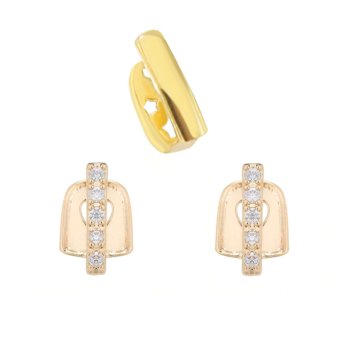 Zircon inlaid single tooth DIY hip-hop grillz Teeth grillz tooth grillz braces【single tooth/three-piece set】