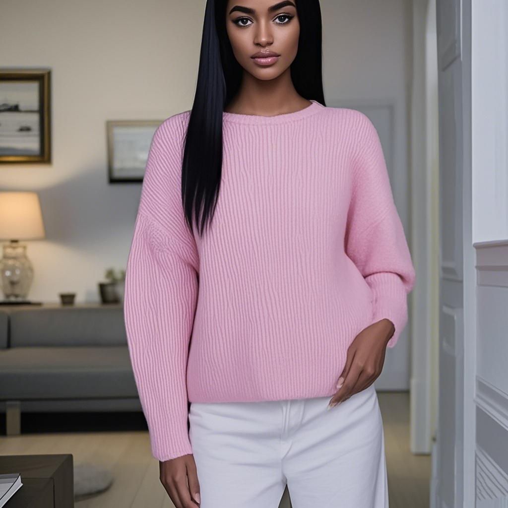 Wool knit Sweater Round Women's Sweater