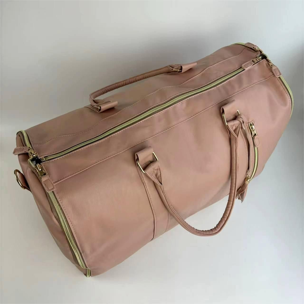 Large Capacity Folding Suit Bag Large PU Leather Shoulder Duffel Bag Portable Handheld Travel Bag