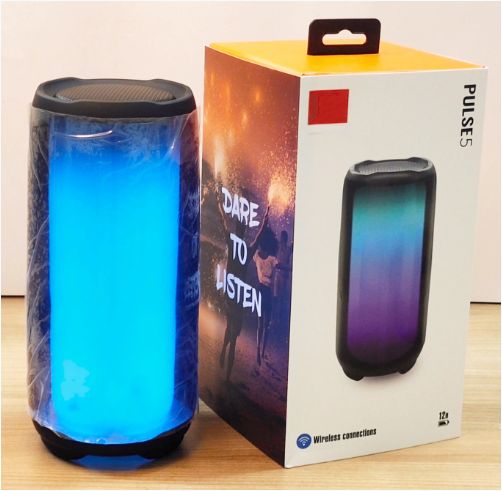 PLUS 5 Portable Outdoor Party LED Light Stereo Speaker Bottle Deep Bass RGB Colorful Speaker With Mike
