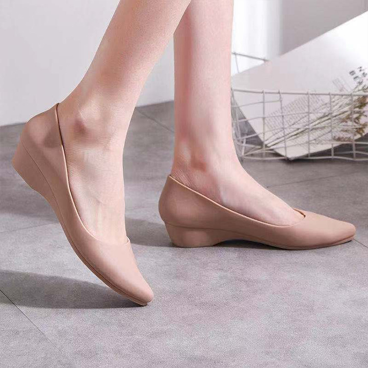 Pointed Single Shoes Wedge Heel Ladies Shoes Casual Work Peas Shoes Wear-resistant Women's Shoes