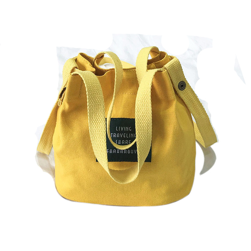 canvas satchel messenger large capacity bucket bag Student simple school bag women's handbag fabric