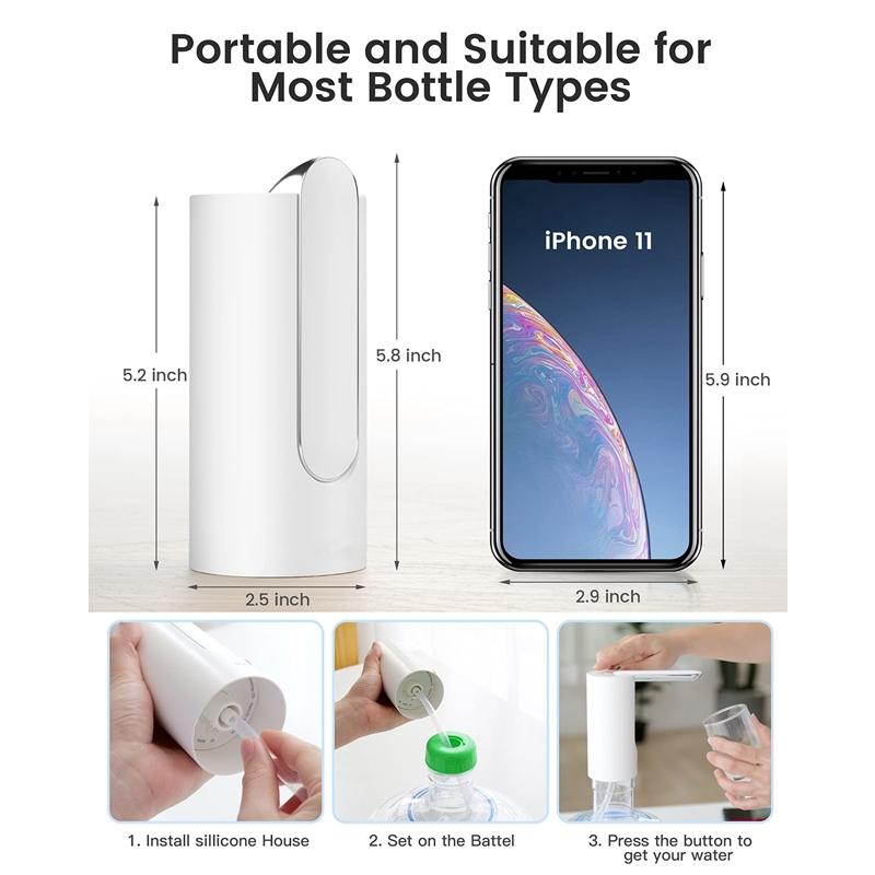 5 Gallon Water Dispenser Foldable Bottle Water Pump Dispenser Portable Electric Drinking Water Pump Automatic Water Dispenser USB Charging for Home Kitchen Office Camping
