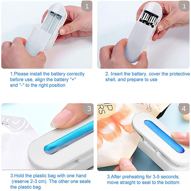 Mini Bag Sealer, Handheld Heat Vacuum Sealer, Plastic Bag Sealer to Keep Food Fresh, Portable Sealer Machine with Cutter, Small Sealing Machine for Potato Chips, Plastic Snack Bags