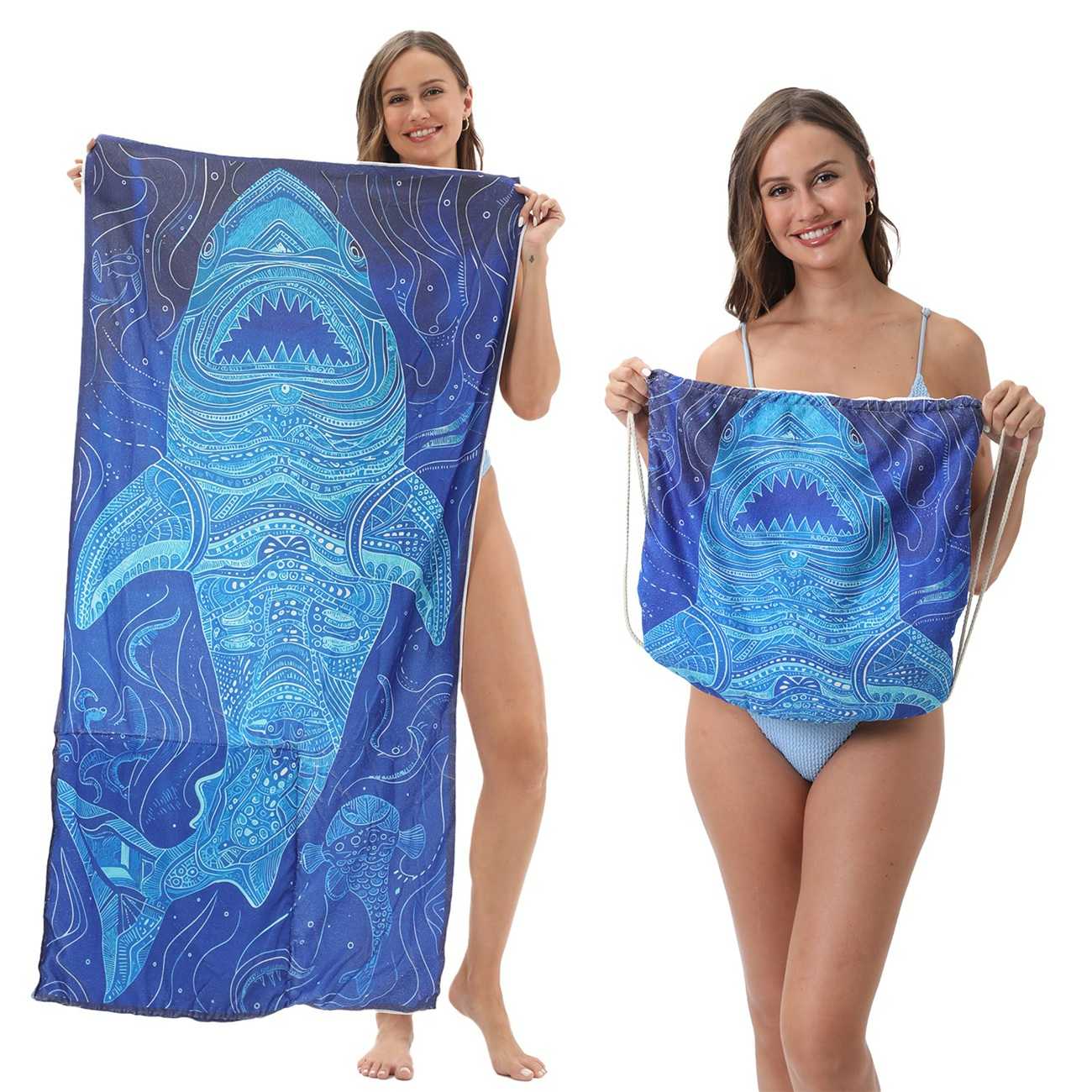 2 - in - 1 foldable beach towel, printed bath towel, all - in - one beach towel with a storage bag that can be folded and storedYTB-001-19