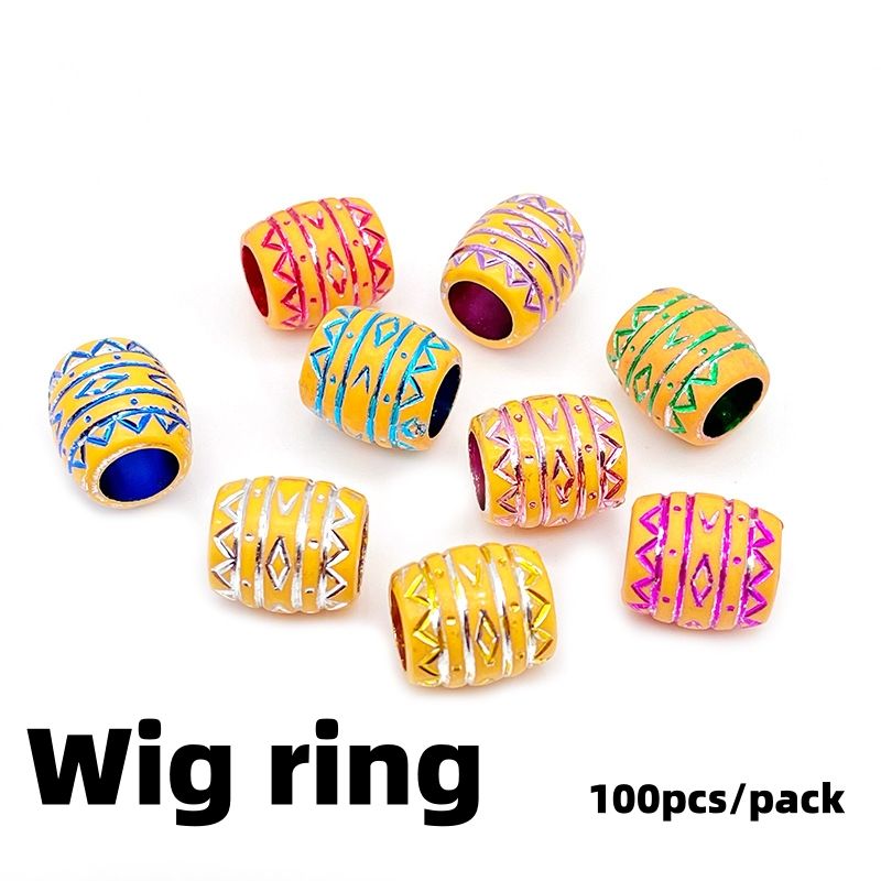 9.5*10.5mm 100pcs/pack Wig ring beads CRRSHOP Large hole electroplated colored beaded DIY wigs braided decorative hair loop beads 