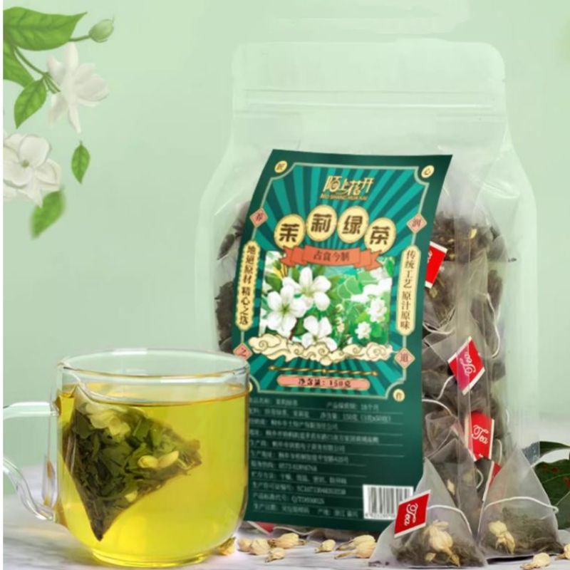 Chinese Tea 50 bags/bag Jasmine green tea Cold brewed tea CRRSHOP Exclusive for milk tea shops Triangle tea bag combination bagJasmine green tea  50 packs