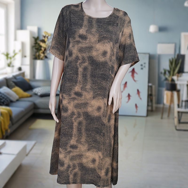 92% Silk Round Neck Dyed Women's Dress