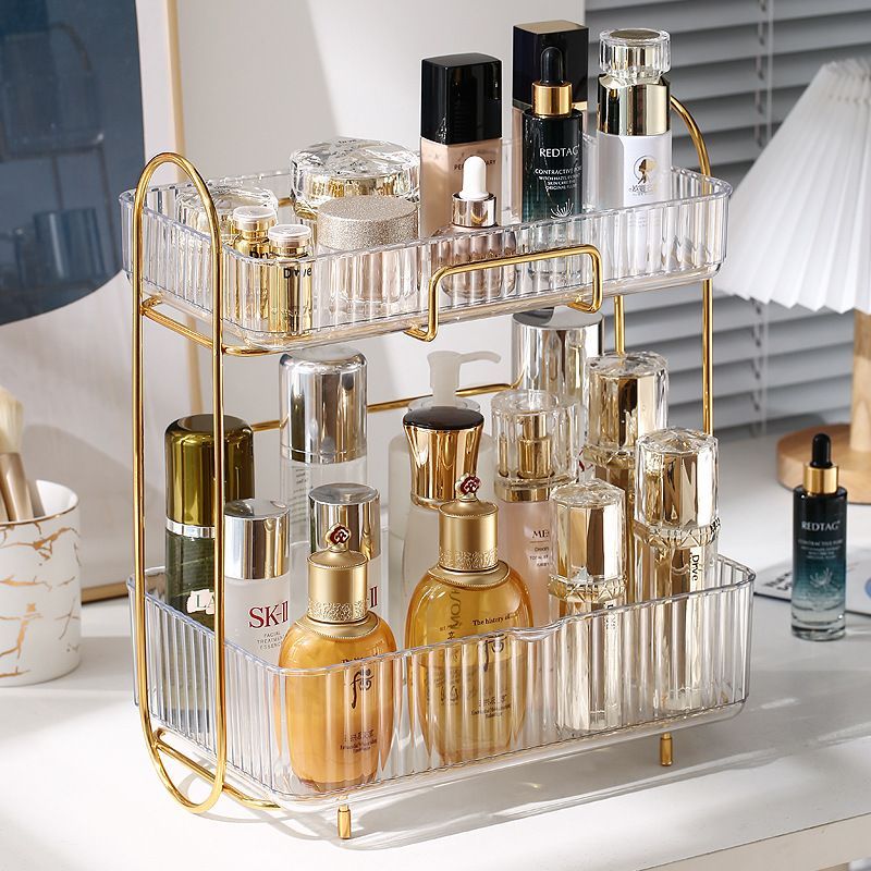 Bathroom cosmetics rack storage box desktop double-layer dressing table rack bedroom storage rack