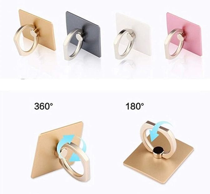 Phone Ring Grip Finger Holder Stand -  Safe and Secure Grip - Compact and slim design (6.1mm) - Rotates 360 degrees and swivels 180 degrees - Ring Phone Holder