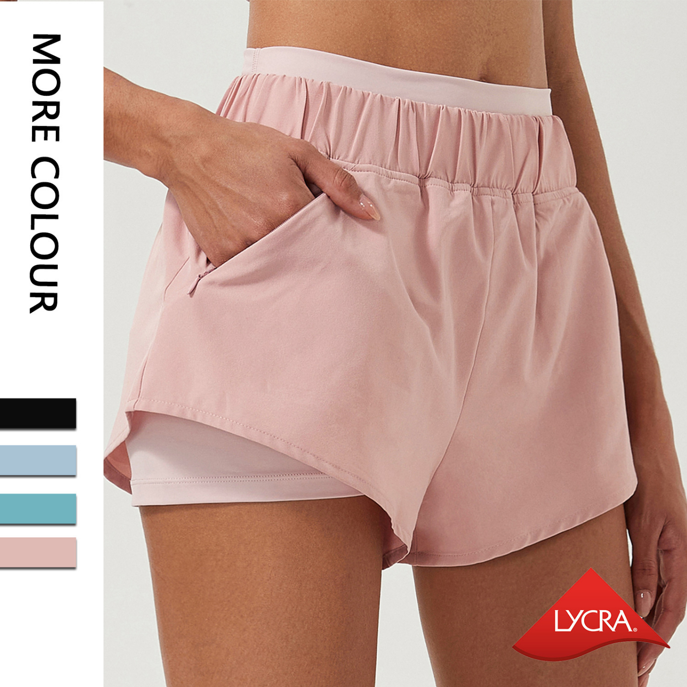 C174 Women's High Waist Stretch Athletic Workout Active Fitness Volleyball Shorts 2 in 1 Running Double Layer Sports Shorts