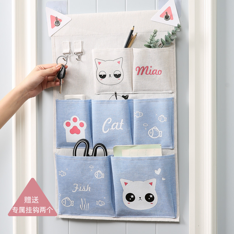 Cotton Linen Wall Hanging Storage Bag Pockets Wall Door Pouch Organizer Toys For Bedroom Bathroom Home Office
