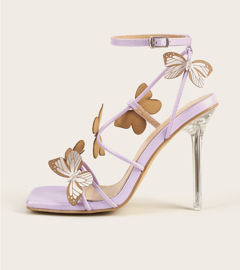 LZ-73 Women's Butterfly Applique Stiletto Heeled Sandals