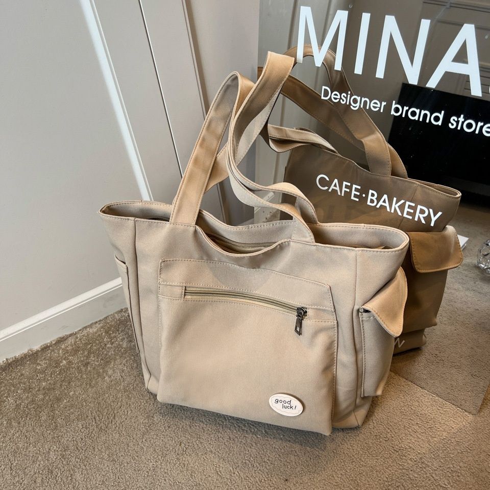 Large Capacity Shoulder Bag for Women, Versatile Canvas Bag, Simple Handbag for Students, Casual Crossbody Bag, Tutoring Bag & Mummy Bag
