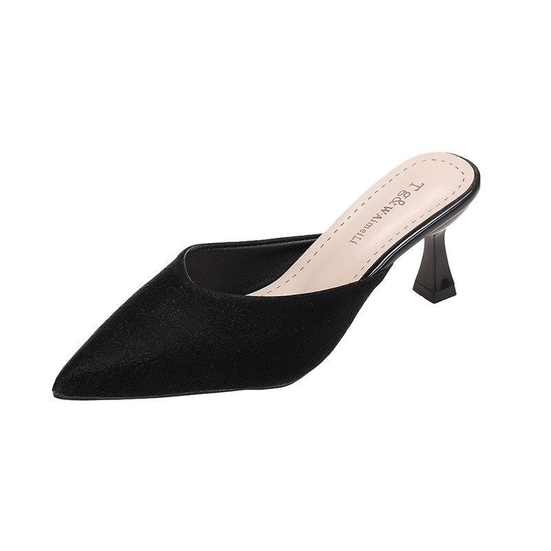High Heel Slippers New Women's Mules Shoes Pointed Toe Closed Toe Half Slippers Women's Stiletto Heel Fashion Sandals