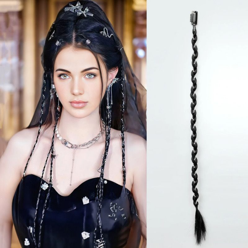 Wigs for women simulation braided ring buckle boxing braid European and American fashion fishbone dirty braid hair extensions