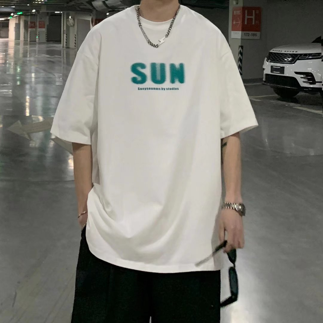 B208 men's casual crewneck T-shirt Boys' fashion streetwear hip hop print design