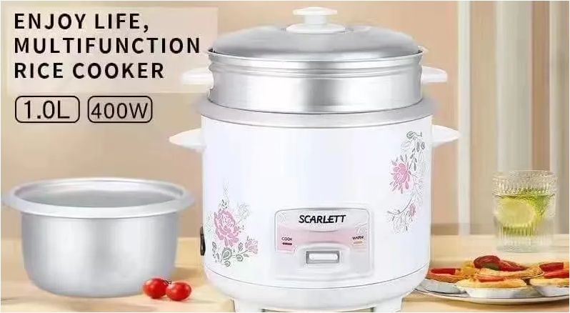 2.2L Elegant Round Automatic Electric  Scarlet Rice Cooker with Multi-Function and Heating US Plug.