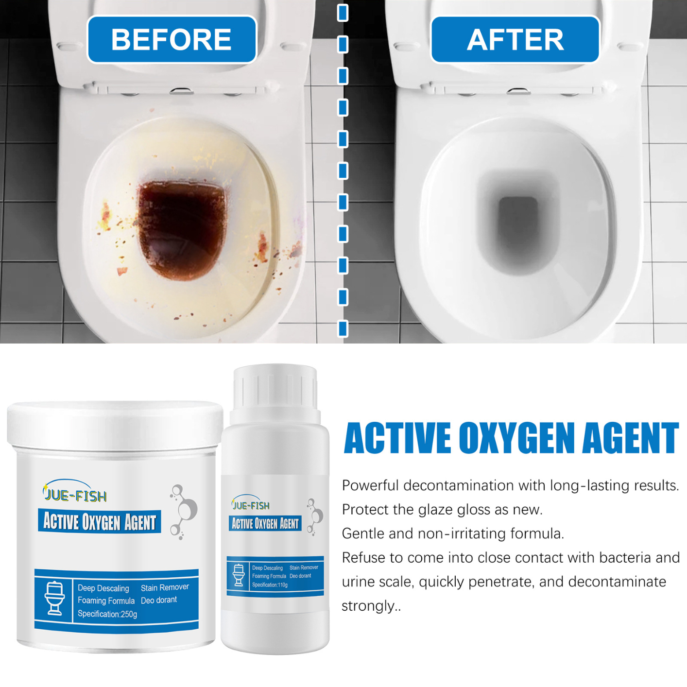 Jue-Fish Toilet Active Oxygen Agent Net Bubble Cleaning Toilet Urine Stains Toilet Oxygen Agent Foam Cleaning Toilet Detergent House
