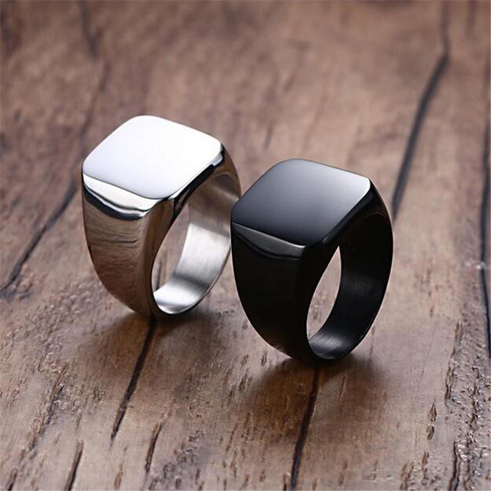 C18003 Fashion Simple Style Black Square Ring Classic Ring Wedding Engagement Jewelry for Men Women