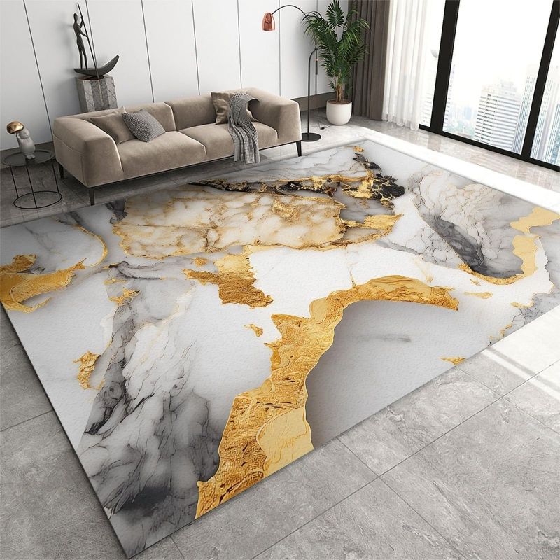 Marble printed carpet, home decoration, living room, anti slip and easy to maintain, sofa blanket ， Crystal velvet carpet floor mat