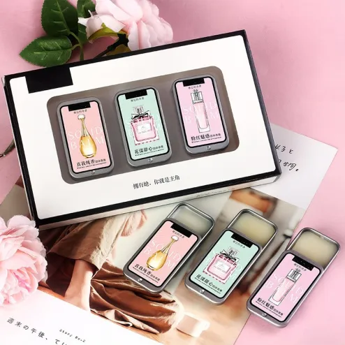 3 PC Solid Balm Set Women Men Portable Solid Perfume Fragrances
