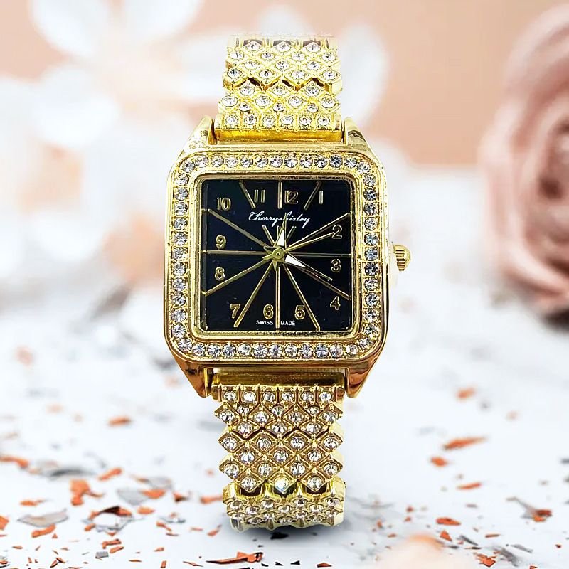 Women Glitter Crystal Girls Bracelet Watch Alloy Quartz Watch Stylish Rhinestone Business Casual Dress Wristwatches