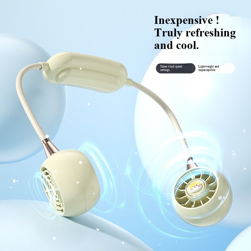 Summer Wearable Hanging Neck Fan, USB Rechargeable Portable Mini Turbo Fan, Hands-free Lazy Neck Cooling Fan for Outdoor Sports Travel Camping Daily Use