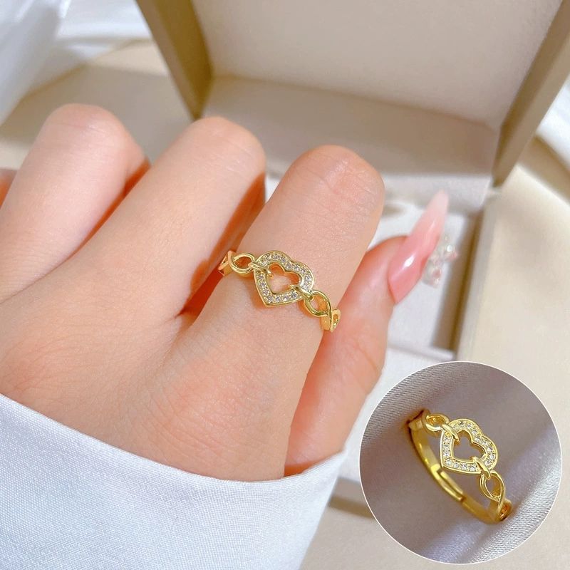 Geometric diamond studded round bead ring, open ring CRRSHOP free shipping The opening can be adjusted ring